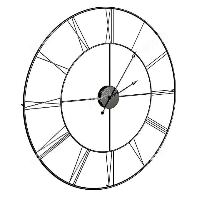 Industrial-inspired Metal Wall Clock 3D model image 1