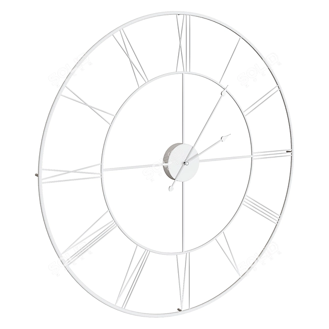 Industrial-inspired Metal Wall Clock 3D model image 2