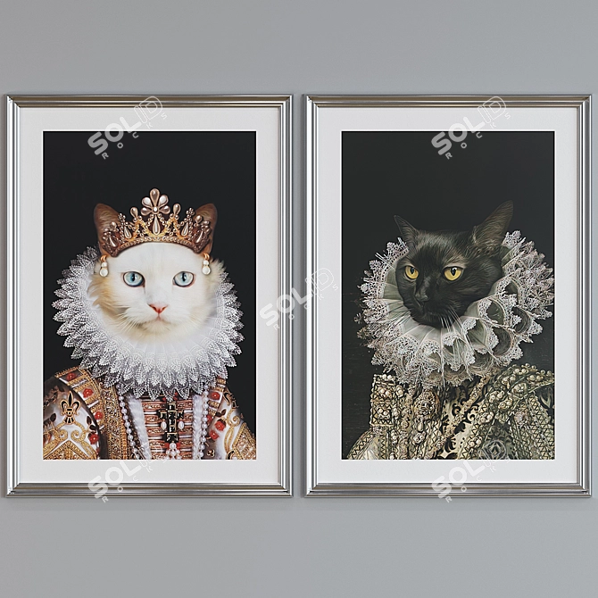 Cat Portrait Frame Set 3D model image 3