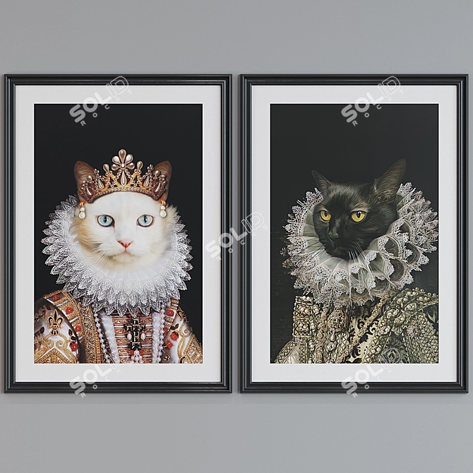 Cat Portrait Frame Set 3D model image 5