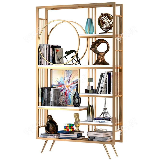 Elegant Decor Rack: Books, Figurines, Sculptures 3D model image 2