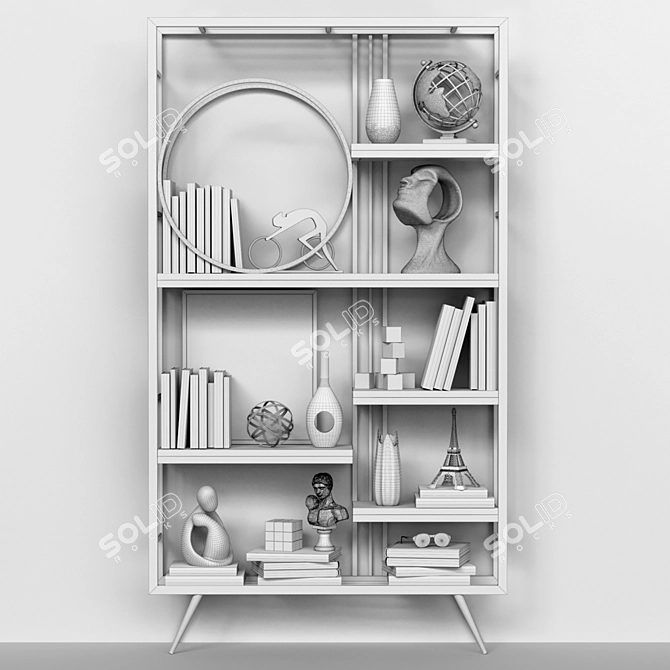 Elegant Decor Rack: Books, Figurines, Sculptures 3D model image 3