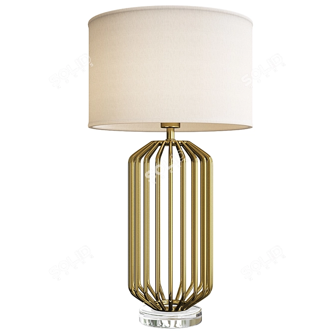 Gilded Linen Cage Lamp 3D model image 1