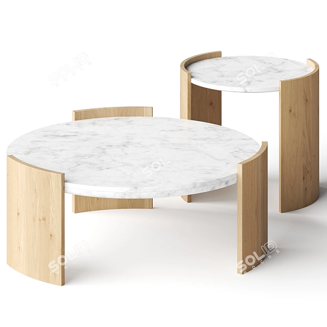 Modern Curved Wood Coffee Table 3D model image 1