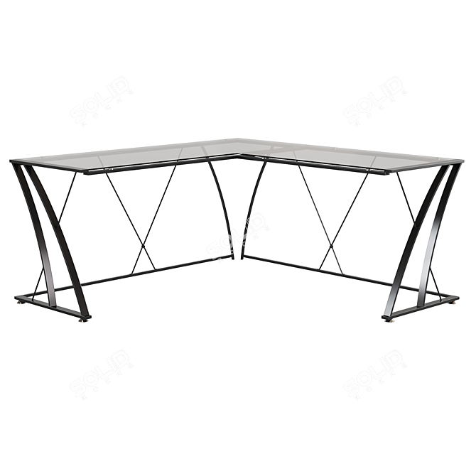 Modern Glass Top Corner Desk by Flash Furniture 3D model image 1