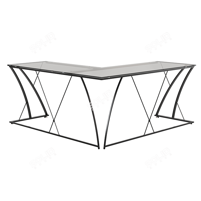 Modern Glass Top Corner Desk by Flash Furniture 3D model image 4