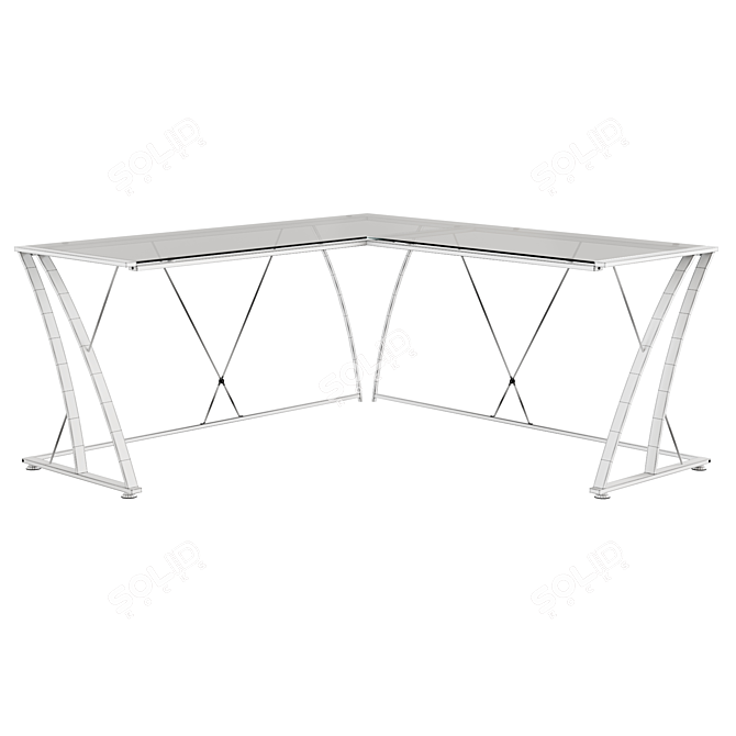 Modern Glass Top Corner Desk by Flash Furniture 3D model image 5