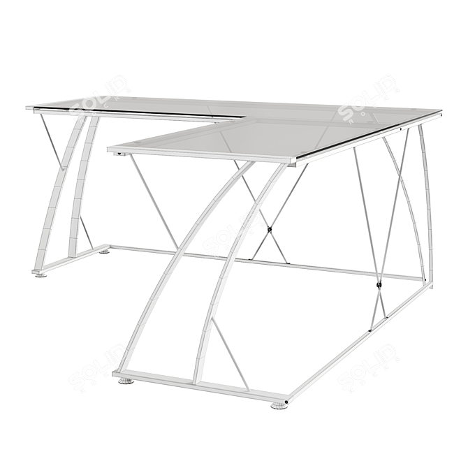 Modern Glass Top Corner Desk by Flash Furniture 3D model image 6
