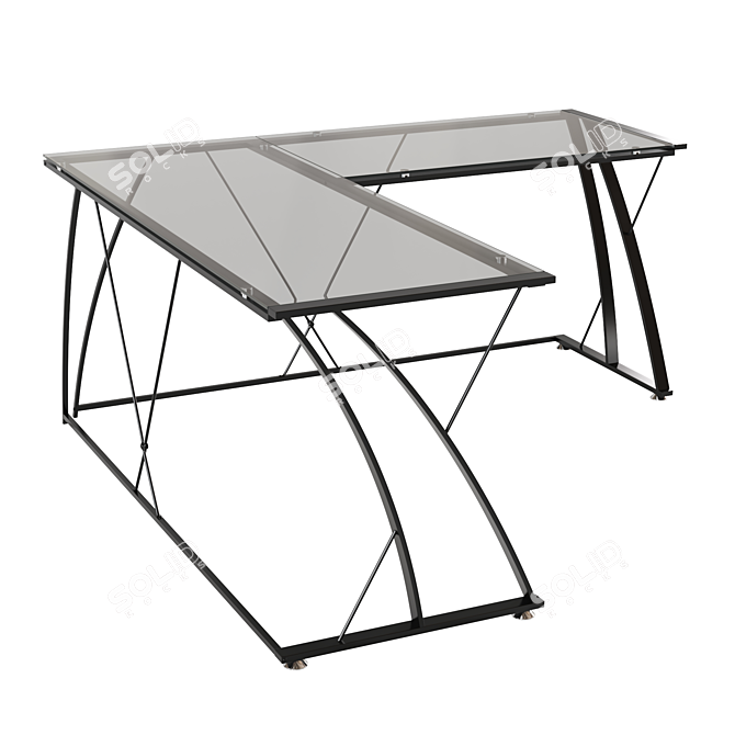 Modern Glass Top Corner Desk by Flash Furniture 3D model image 7