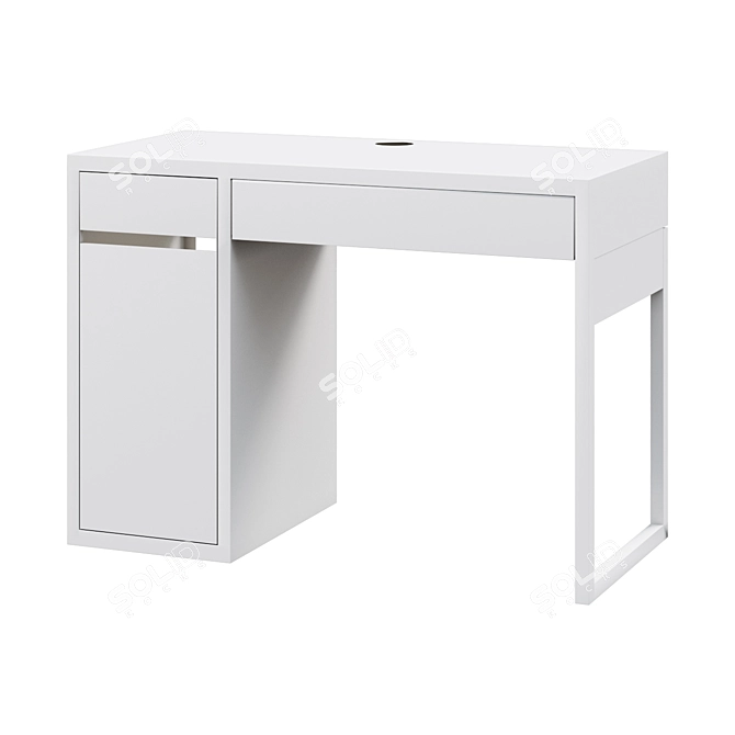 Sleek White Writing Desk 3D model image 1