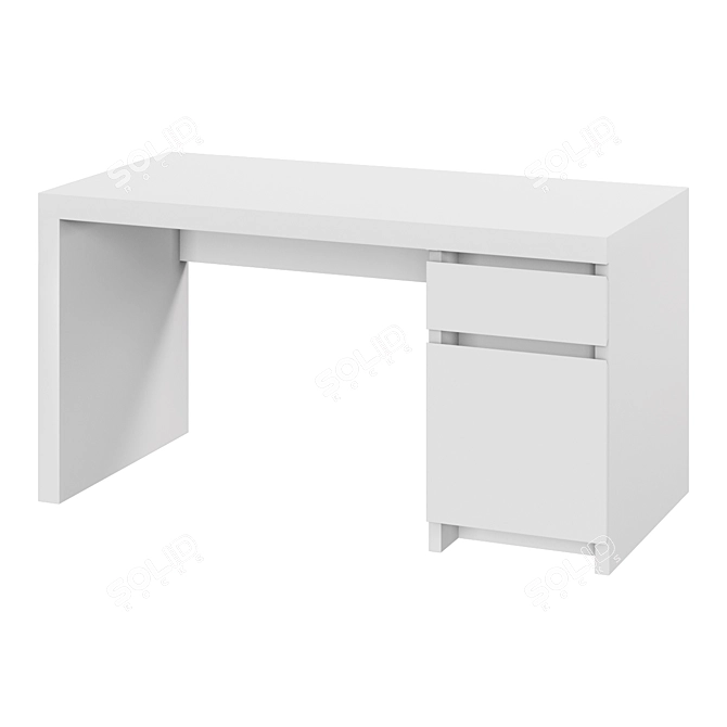 MALM White Desk 140x65 cm 3D model image 1