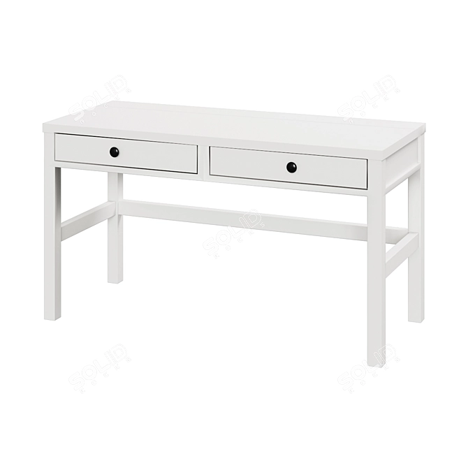 Minimal White Desk with Storage Drawers 3D model image 1