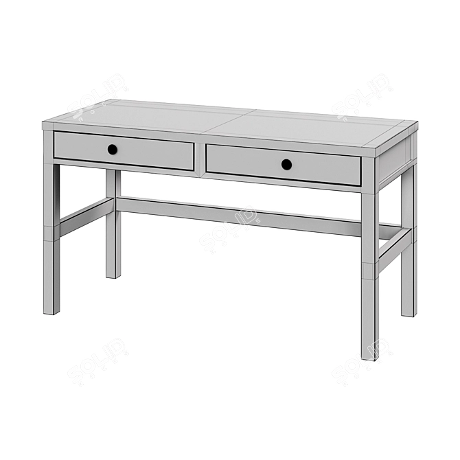 Minimal White Desk with Storage Drawers 3D model image 2