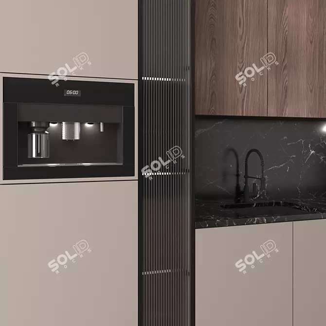 Sleek Modern Kitchen Set 3D model image 3