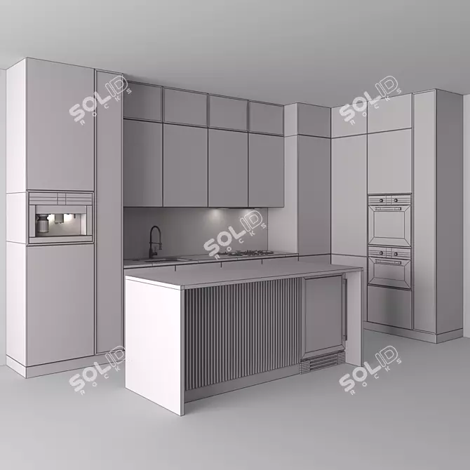 Sleek Modern Kitchen Set 3D model image 5