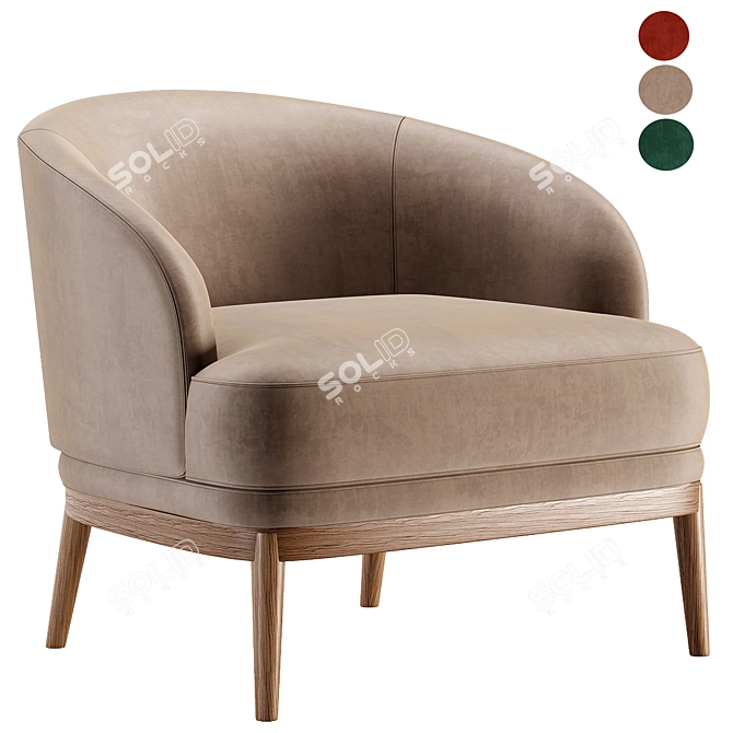 Luxurious Velvet Armchair by Domkapa 3D model image 1
