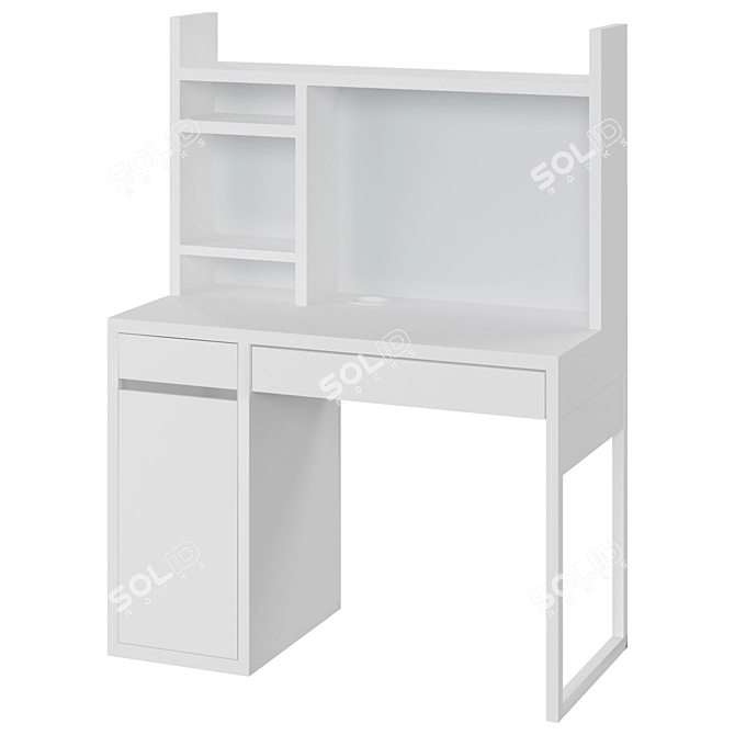 Compact White Desk: MICKE 3D model image 1