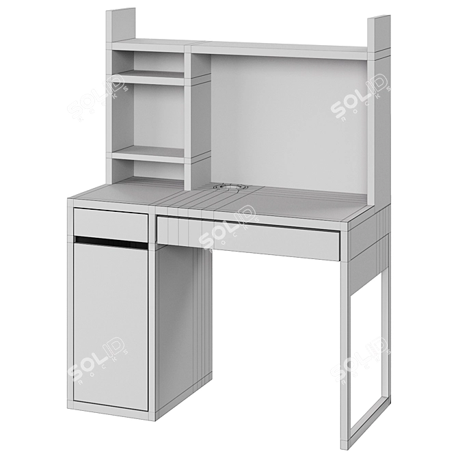 Compact White Desk: MICKE 3D model image 2