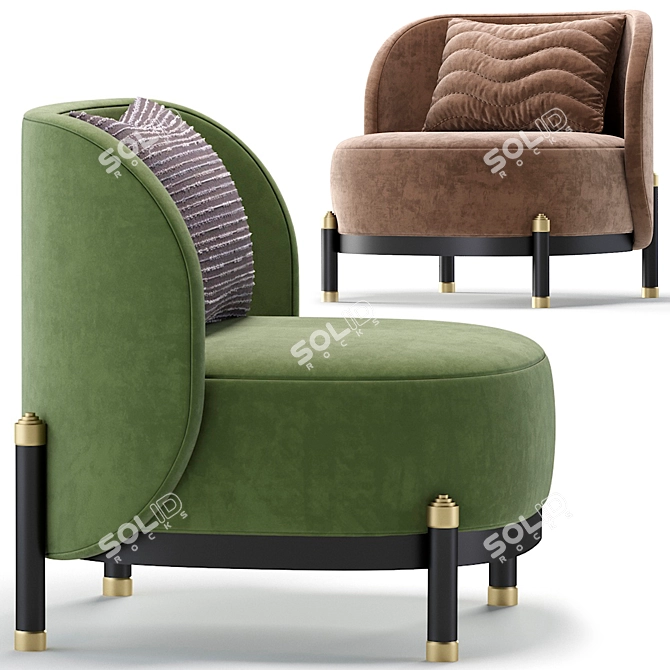 Modern Grayson Armchair: 5 Colors by Cazarina 3D model image 3