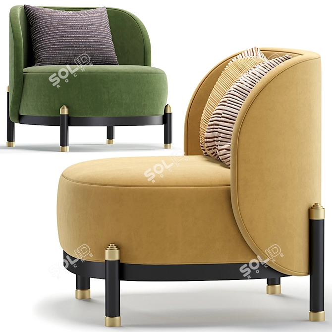 Modern Grayson Armchair: 5 Colors by Cazarina 3D model image 6