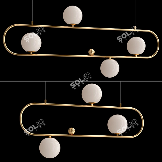 Modern Hoop L Pendant Lights 3D model image 1