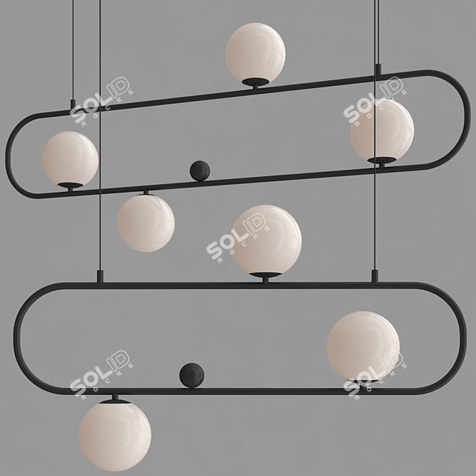 Modern Hoop L Pendant Lights 3D model image 2