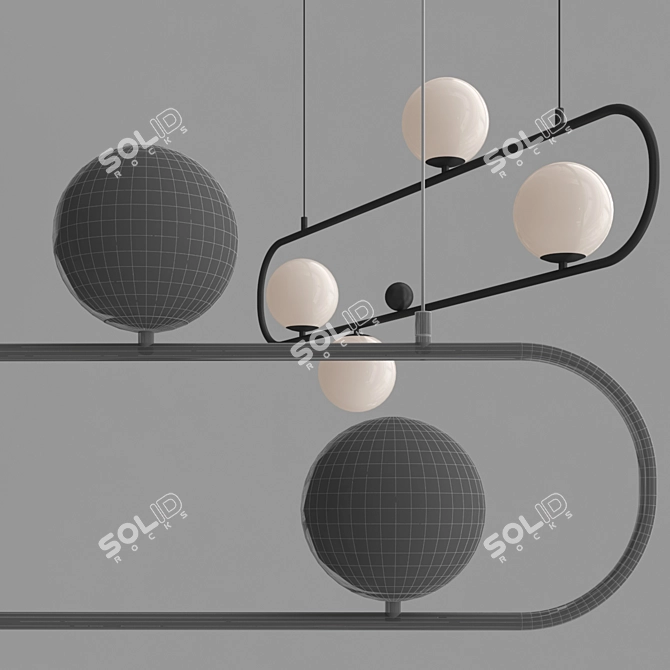 Modern Hoop L Pendant Lights 3D model image 3