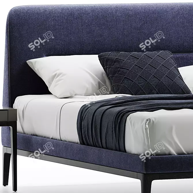 Luxurious Victoriano Lema Upholstered Bed 3D model image 3