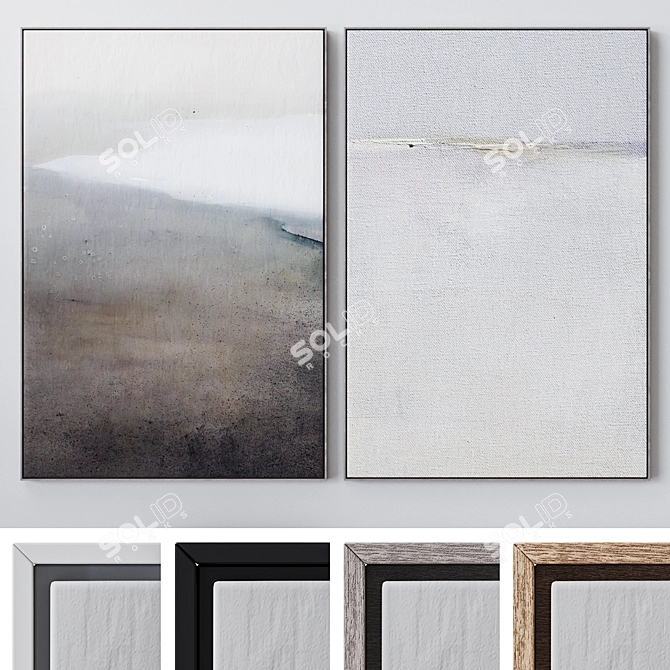 Elegant Set of Large Wall Paintings 3D model image 1