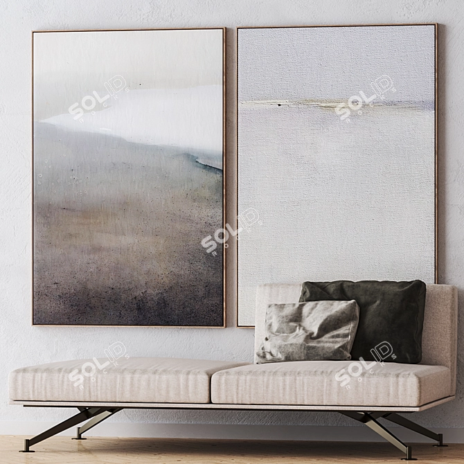 Elegant Set of Large Wall Paintings 3D model image 5