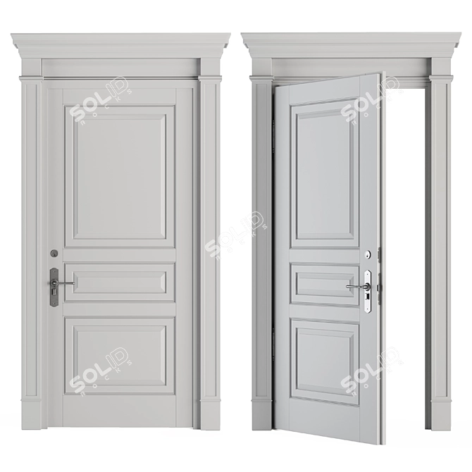 Elegant White Front Door Set 3D model image 3