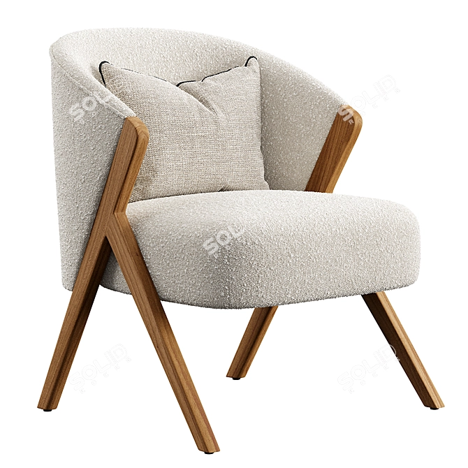 Elegant Boucle Upholstered Armchair 3D model image 1