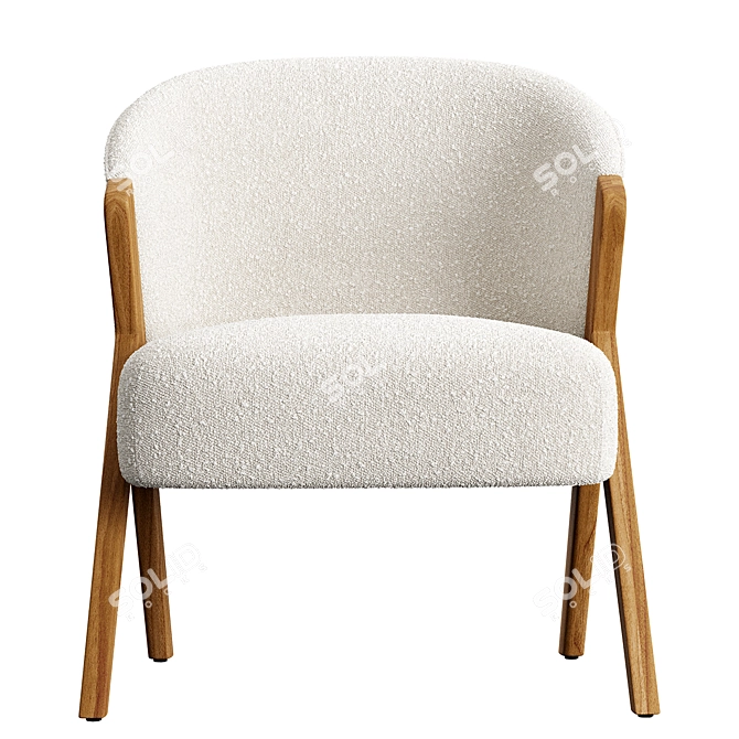 Elegant Boucle Upholstered Armchair 3D model image 2