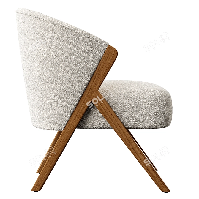 Elegant Boucle Upholstered Armchair 3D model image 3