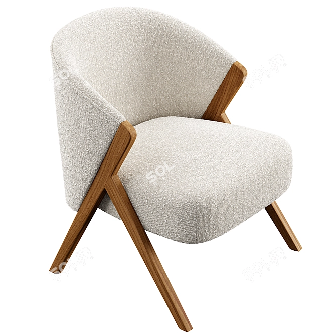 Elegant Boucle Upholstered Armchair 3D model image 4