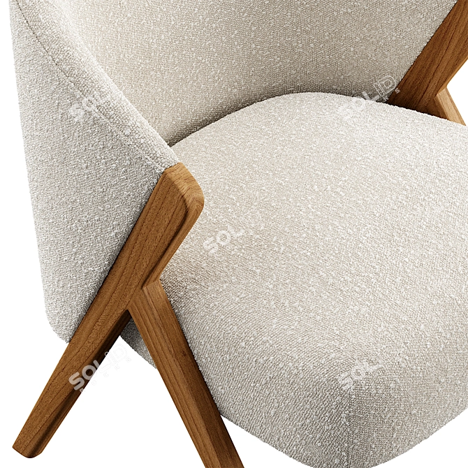 Elegant Boucle Upholstered Armchair 3D model image 5