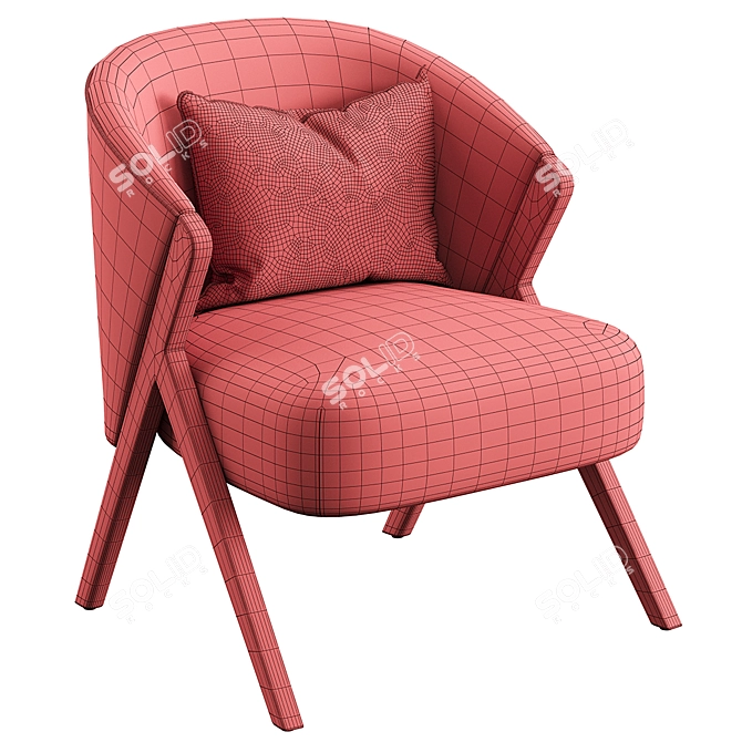 Elegant Boucle Upholstered Armchair 3D model image 6