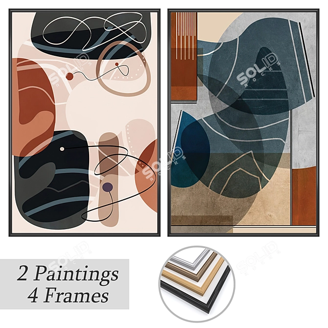 Decorative Paintings Set with 2 Artwork Options 3D model image 1