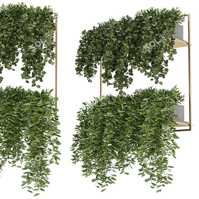 Metal Box Hanging Plant Set 229 3D model image 1