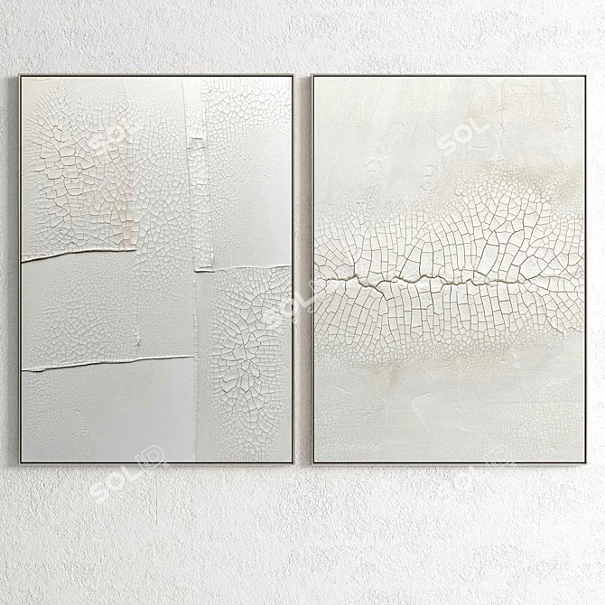 Elegant Dual-Frame Plaster Art 3D model image 2