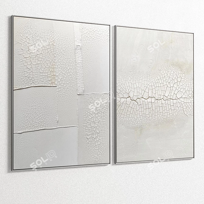 Elegant Dual-Frame Plaster Art 3D model image 3