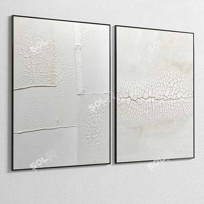 Elegant Dual-Frame Plaster Art 3D model image 4