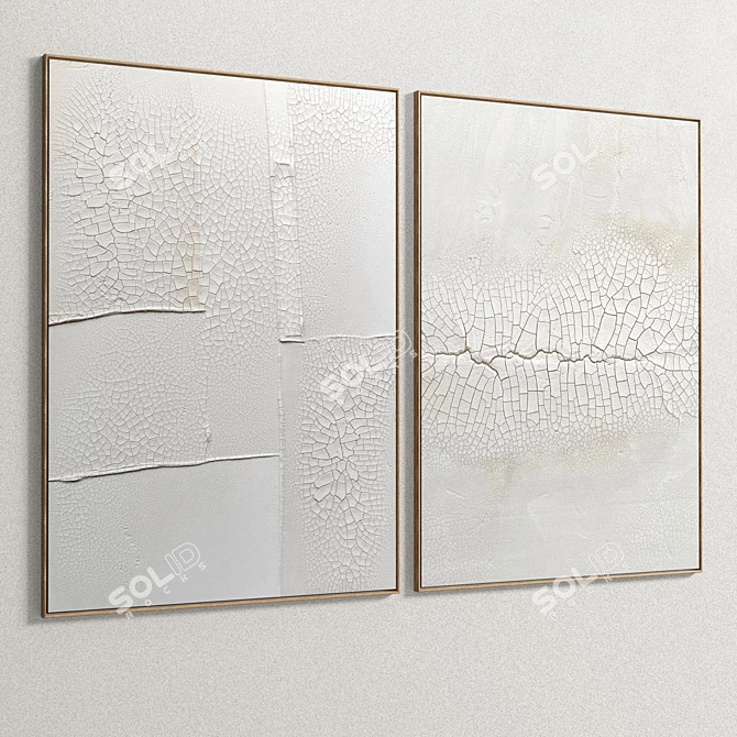 Elegant Dual-Frame Plaster Art 3D model image 5