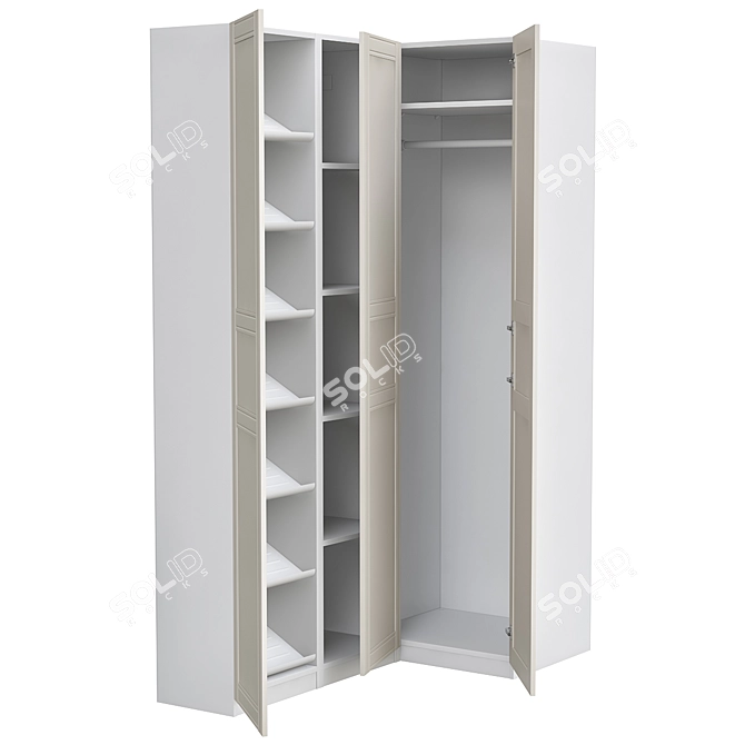 PAX Corner Wardrobe: Space-Saving Storage Solution 3D model image 2