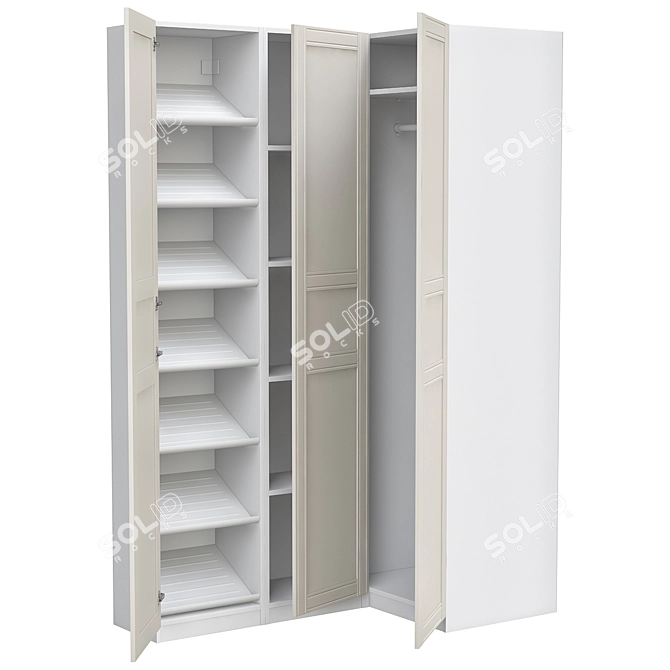 PAX Corner Wardrobe: Space-Saving Storage Solution 3D model image 3