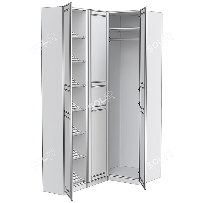 PAX Corner Wardrobe: Space-Saving Storage Solution 3D model image 4