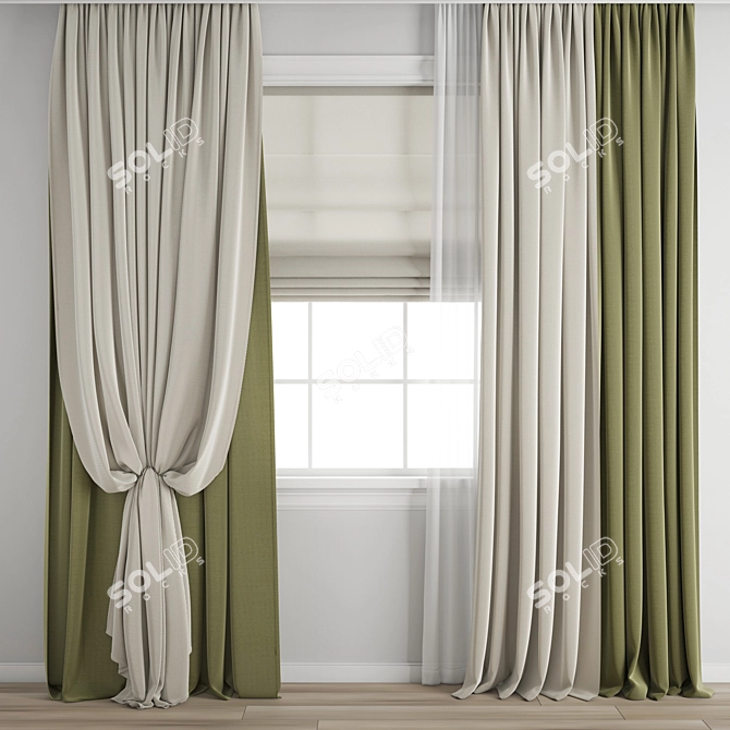 Premium Polygonal Curtain Model 3D model image 1