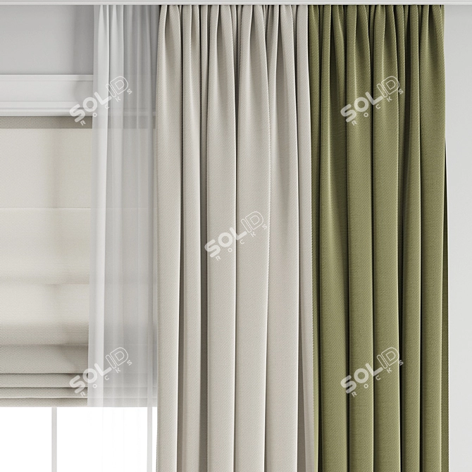 Premium Polygonal Curtain Model 3D model image 5