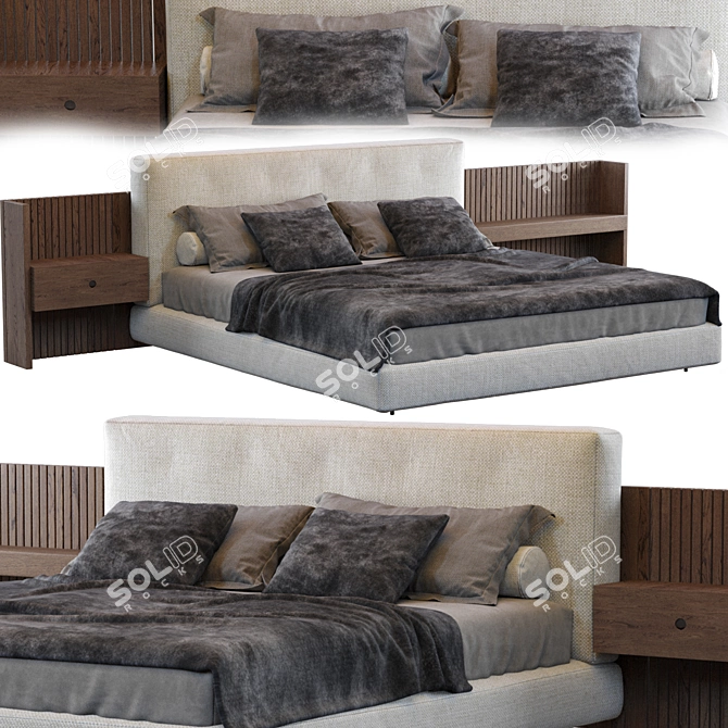 Sleek Brasilia Bed by Minotti 3D model image 1