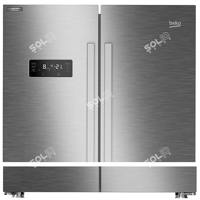 Beko Refrigerator Set: Side by Side and Freezer 3D model image 2